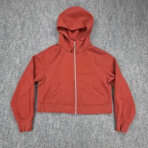 Lululemon Hoodie Womens XS/S Red Scuba Oversized Full Zip Cropped Thumbholes